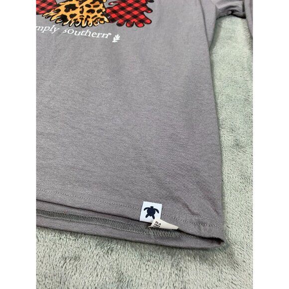 Simply Southern Shirt Girl Small Gray Long Sleeve Shirt It's Christmas Yall - Picture 10 of 12